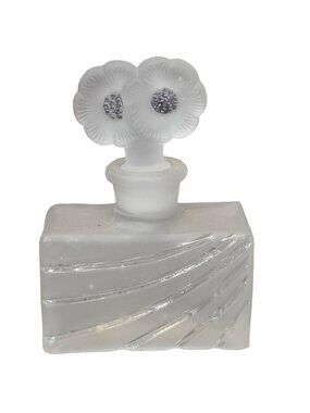 Vintage Glass Act Studio Frosted Perfume Bottle Floral Stopper 3" Dogwood Flower